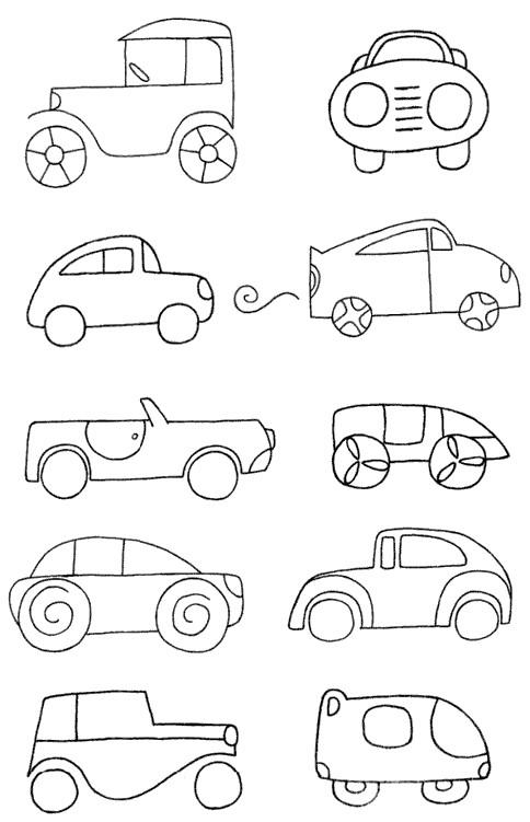 小汽车简笔画简单画法