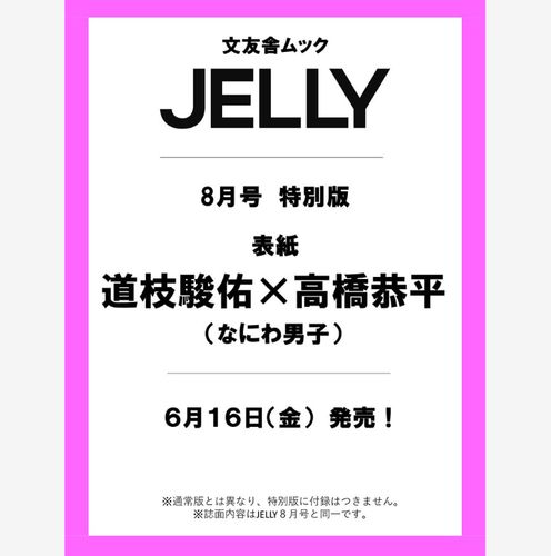 【现货】日文原版 jelly8月号 特別版 表紙 道枝骏佑 高桥恭平 jelly