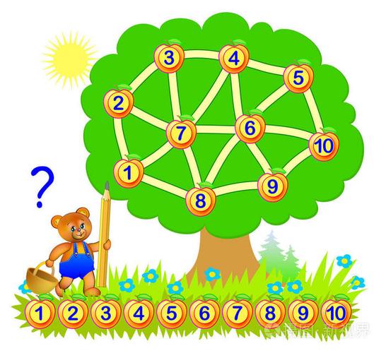 用迷宫的幼儿逻辑益智游戏画出从1到10连接数字的路径培养计数技能